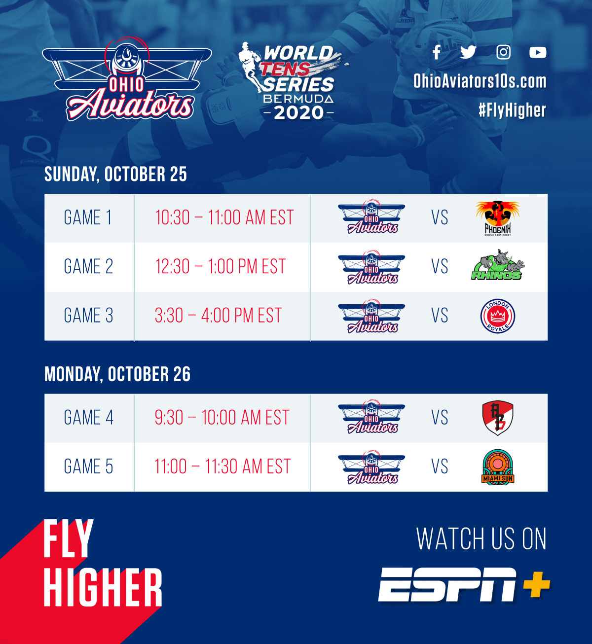Ohio Aviators Professional Rugby is back on ESPN+ October 25-26 – Rugby